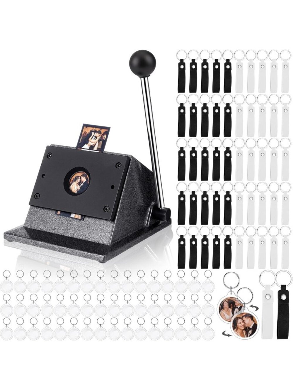 61 Pcs Photo Keychain Set with Cutter - Fun DIY Photo Booth Accessories